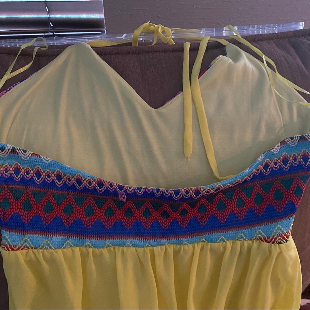 Yellow/Multicolor Halter Dress - Picture 4 of 5